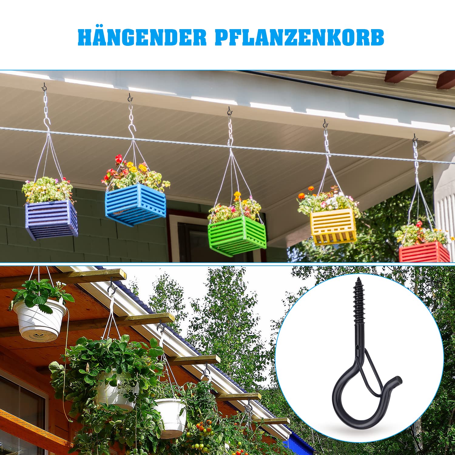 10 Schraubhaken Mit Sicherheitsschnalle - Schwerlast Haken Für Decke & Wand