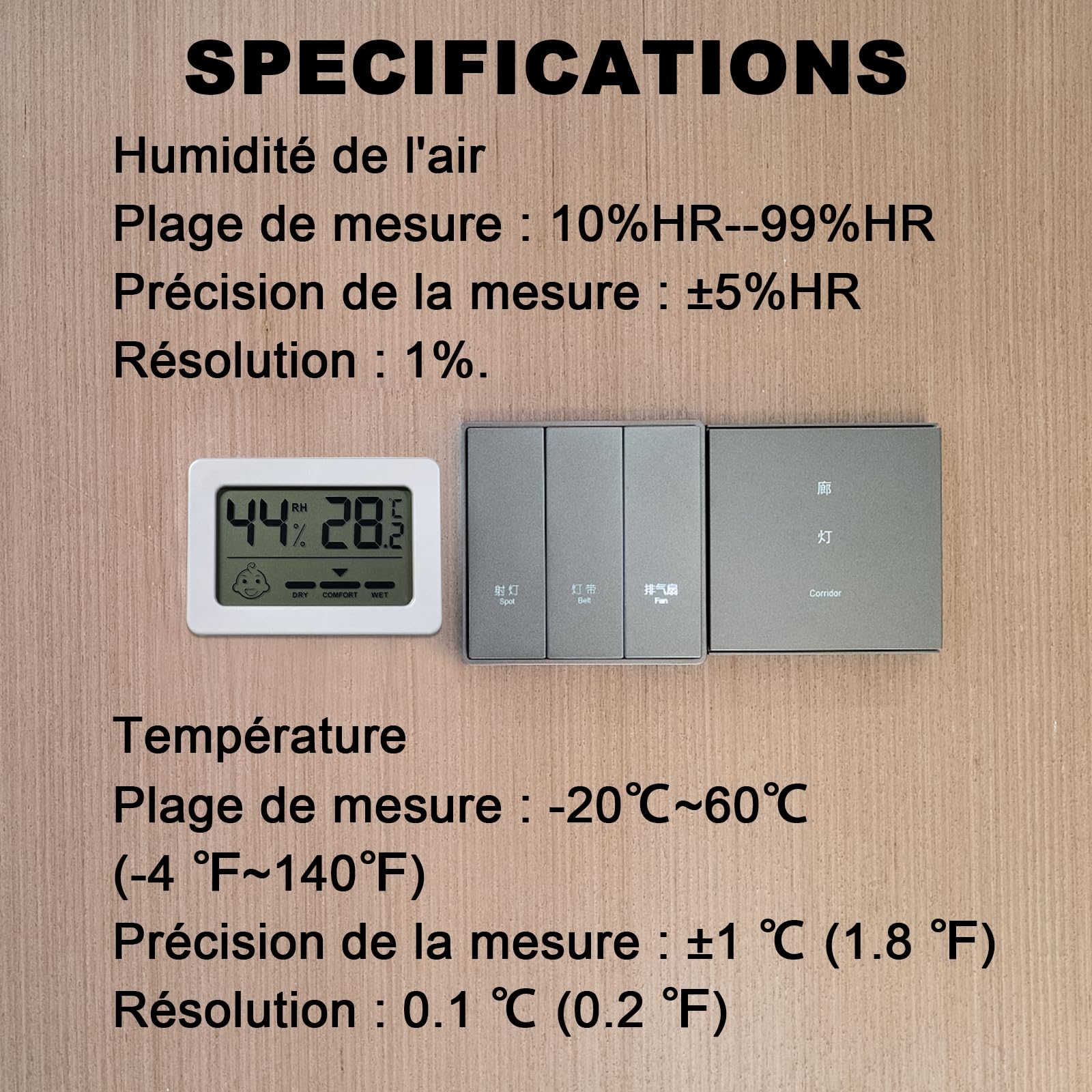 Faburo Petit Thermomètre Hygrometre Intérieur 4PCS Mini Thermomètre Hygromètre Numérique, Thermo Hygromètre Indicateur Digital à Haute Précisio, Moniteur de Température et Humidité pour Maison Reptile