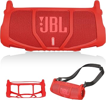 GETGEAR Silicone Cover Sleeve for JBL Charge 5 - Portable Bluetooth Speaker, Featured Design with More Protection, Best Matching in Shape and Color Red