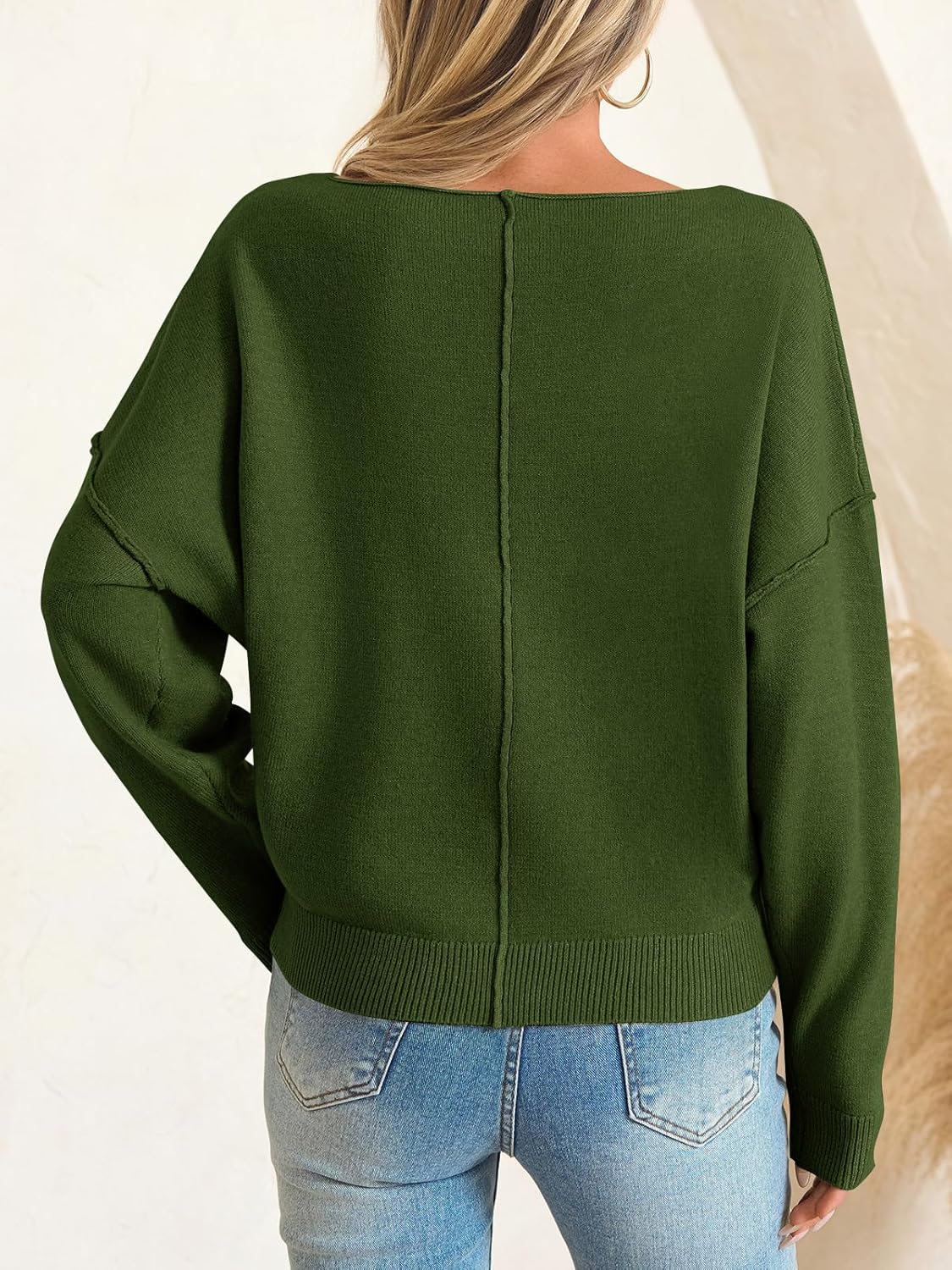 Saodimallsu Womens Off The Shoulder Sweater Boat Neck Batwing Sleeve Knit Pullover 2025 Cute Casual Trendy Jumper Tops - Image 3