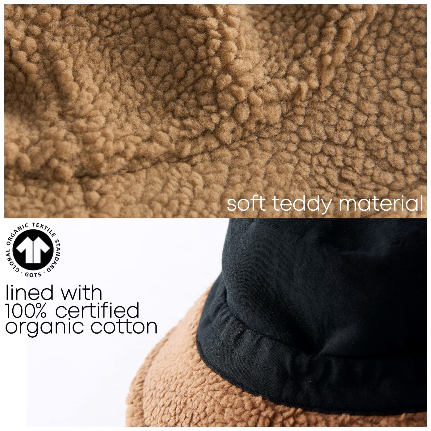Bucket Hat Bob Homme Hiver - Chapeau Fourrure Femme en Peluche Teddy Chapeau De Pecheur Casquette Moumoute Chimio Coton Bio Faux Sherpa Chaud Pliable