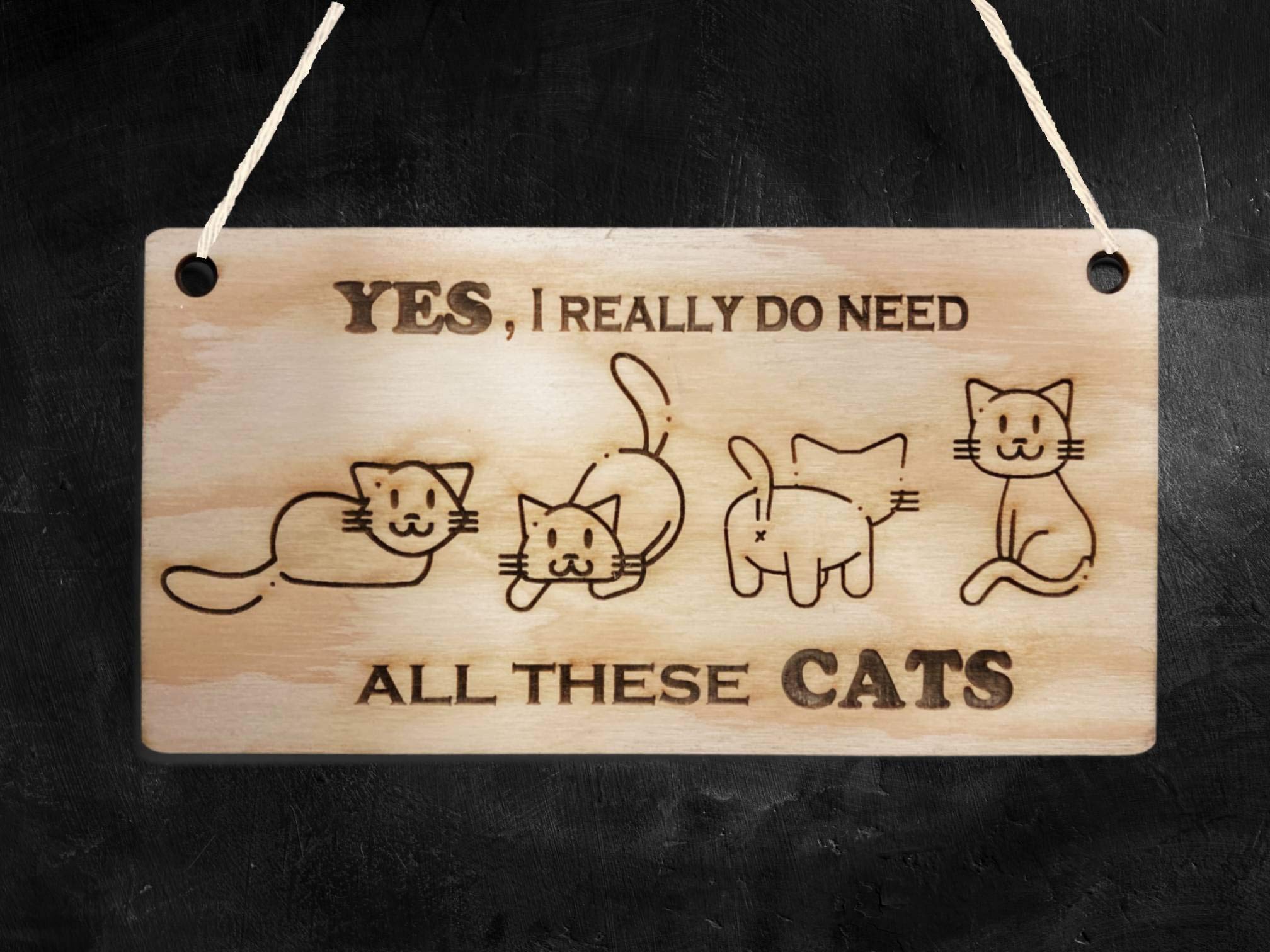 Schwarzes Katzen Holzschild – Lustiges Willkommensschild "Cats Welcome, People Tolerated" Für Tür & Wand