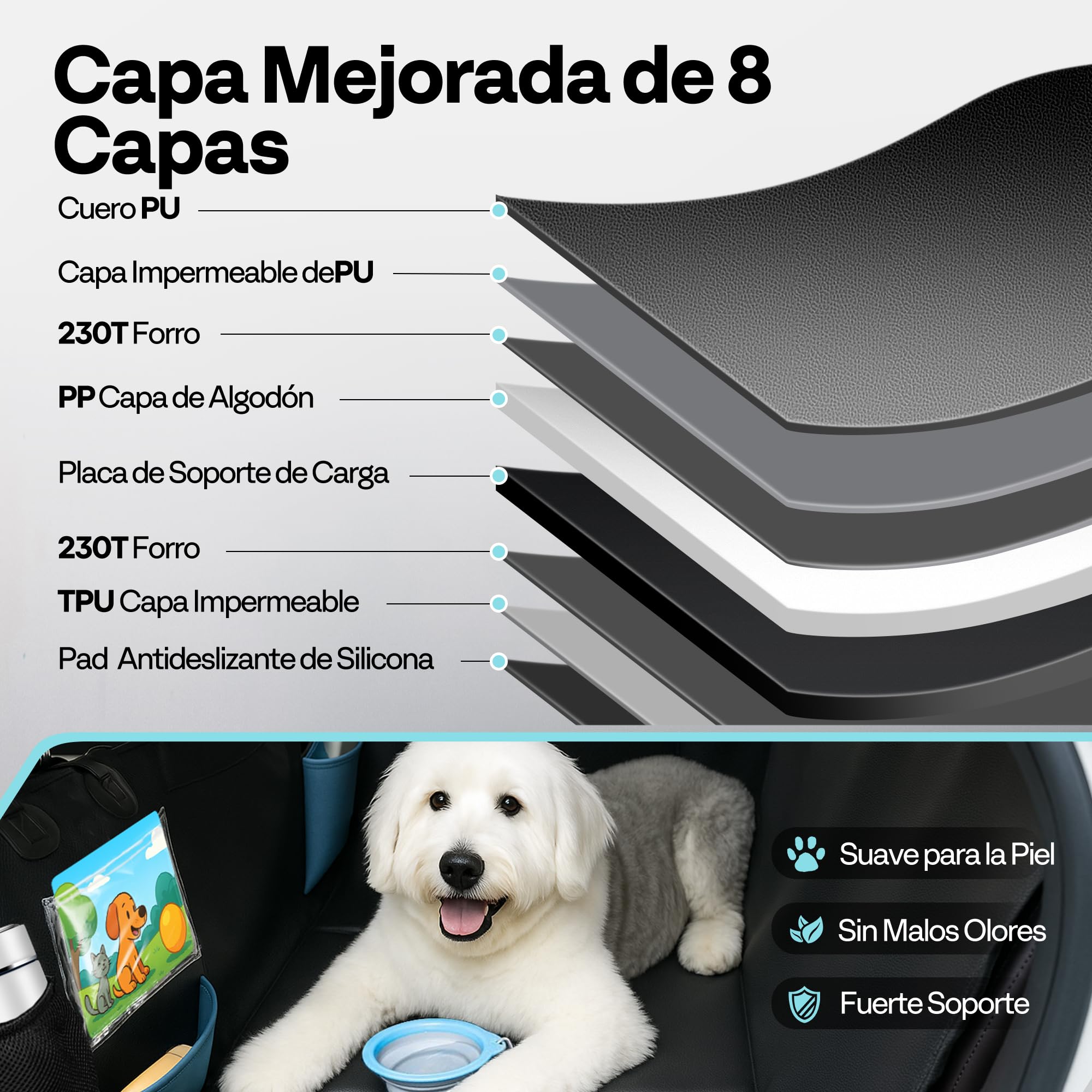Funda Coche Perro, Impermeable, Antiarañazos del Dura Extensión del Asiento Asiento para Protector Coche Perros Asiento Trasero, Hamaca Viaje Mascotas para la Mayoría de Coches
