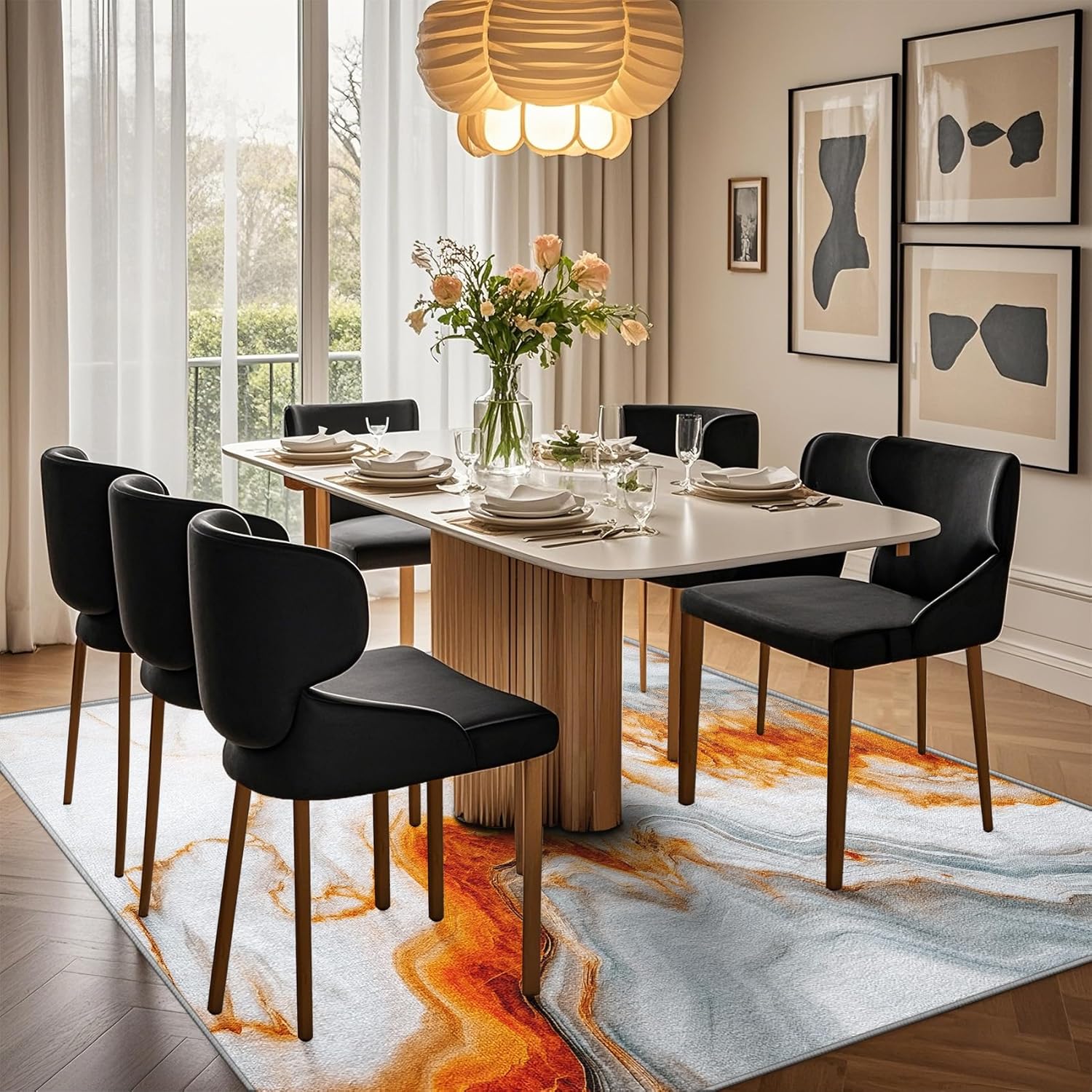 Marble Rugs for Bedroom, 2x3 Rug, Orange White Fluid Area Rug, Abstract Art Door Mat, Non Slip & Soft & Washable Small Carpet, Modern Marble Home Decor Indoor Rug