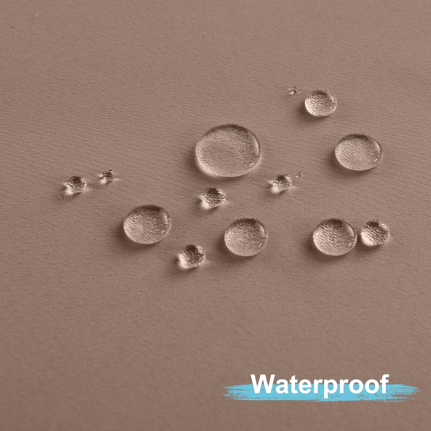 RYB HOME No-Rod Windproof Outdoor Curtains for Patio Waterproof with Adhesive Tape & Back Tab Bottom, Sun Blocking Privacy Curtains with Rope for Gazebo Porch Pergola, Mocha, W 52 x L 84, 2 Panels thumbnail