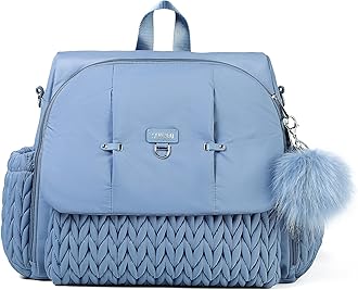 SEWBOO Allie Backpack Stylish Diaper Bag,Travel Baby Bag with Insulated Pockets,Changing Pad, Stroller Clips, Shoulder Strap(Ash Blue)