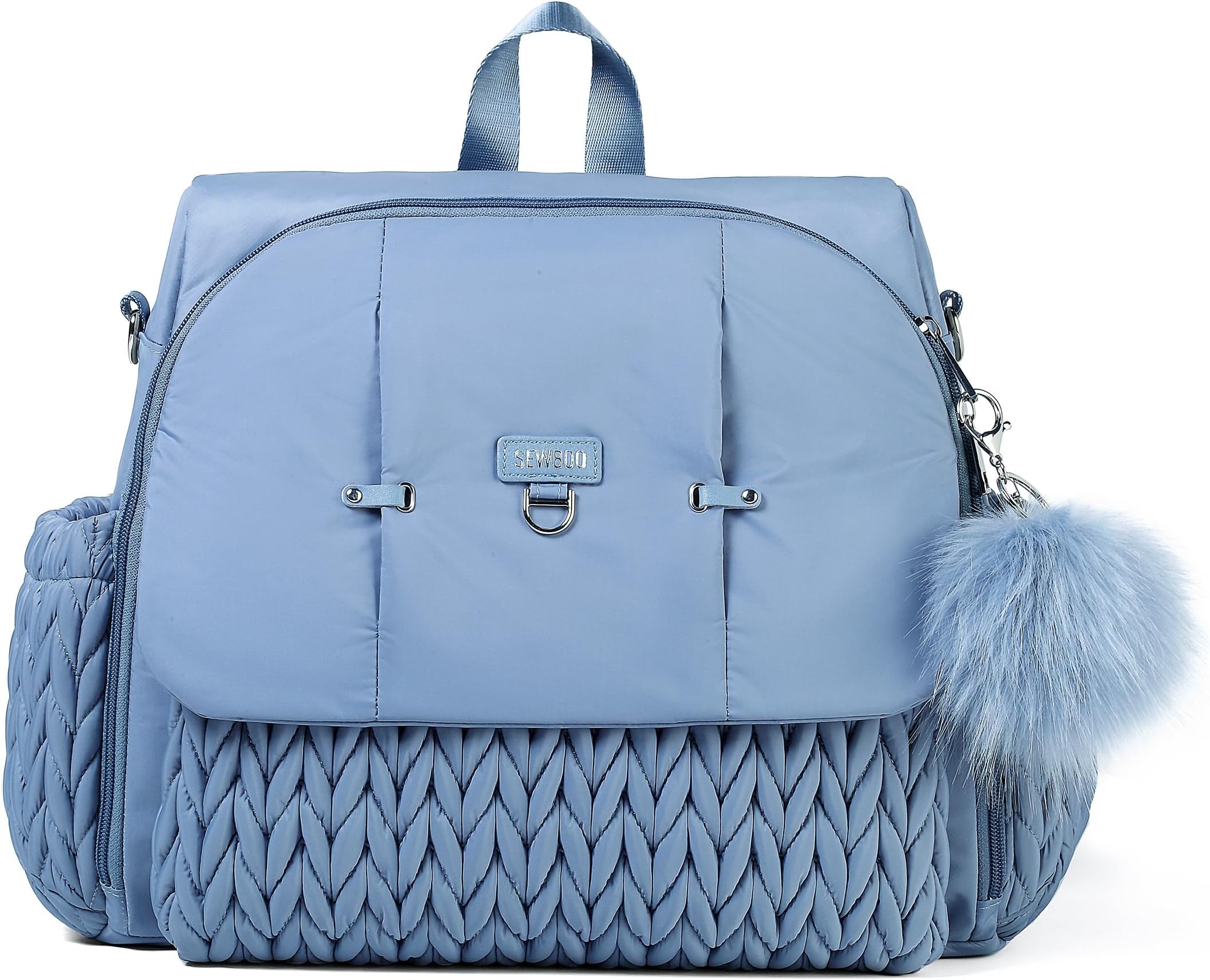 Allie Backpack Stylish Diaper Bag,Travel Baby Bag with Insulated Pockets,Changing Pad, Stroller Clips, Shoulder Strap(Ash Blue)