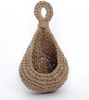 Jute Hanging Basket Wall planters-Small Wall Planter, Teardrop Hanging Baskets for Plants Succulent Wall Decor, Hanging He...