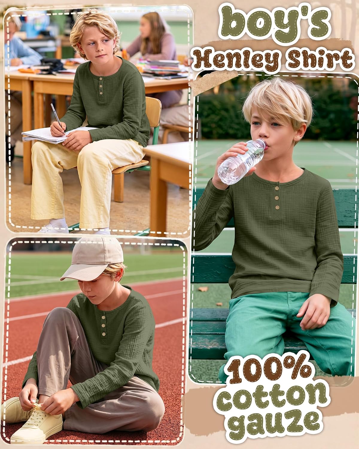 Boy's Long Sleeve Cotton Gauze Shirts