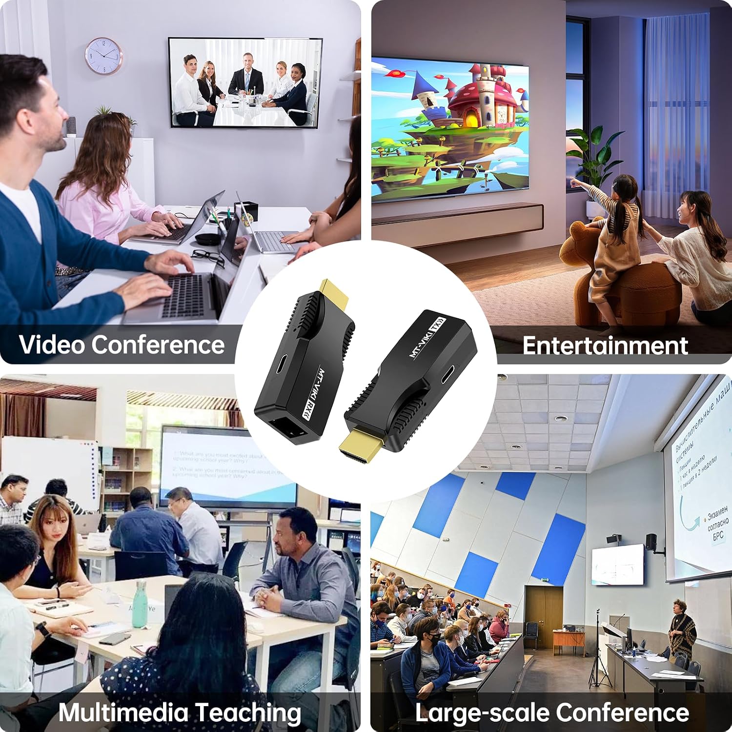 MT-VIKI HDMI Extender Over Single Cat6/Cat 7 Cable 1080p@60Hz Full HD Uncompressed Transmit Up to 164 Ft(50m), EDID and POC Function Supported (Transmitter and Receiver)
