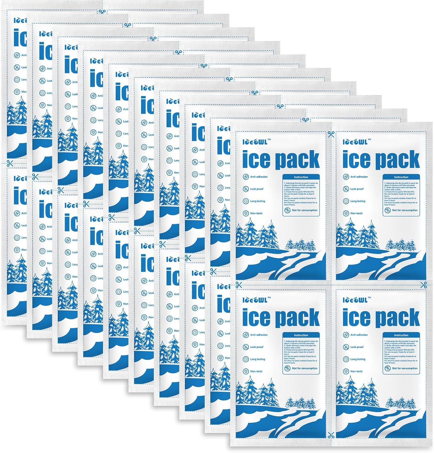 Dry Ice Packs for Shipping Non-Stick for Food TUV and SGS Tests Double-Sided Absorption Long Lasting Shipping Cold Packs for Coolers Lunch Bags Freezer