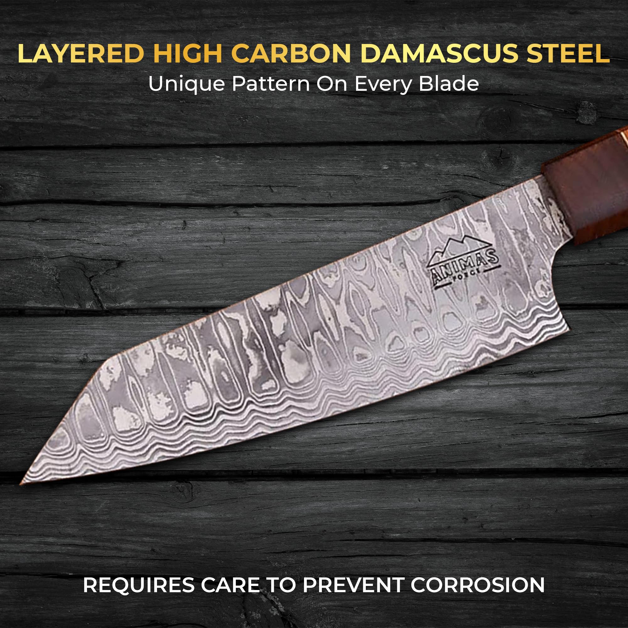 Damascus Chef Knife 7 Inch Blade Lightweight 7 oz Kitchen Utility Knife Layered High Carbon Damascus Steel Cooking Prep Knife with Leather Sheath Hand Forged Style Gift Requires Care — Amazon image 5