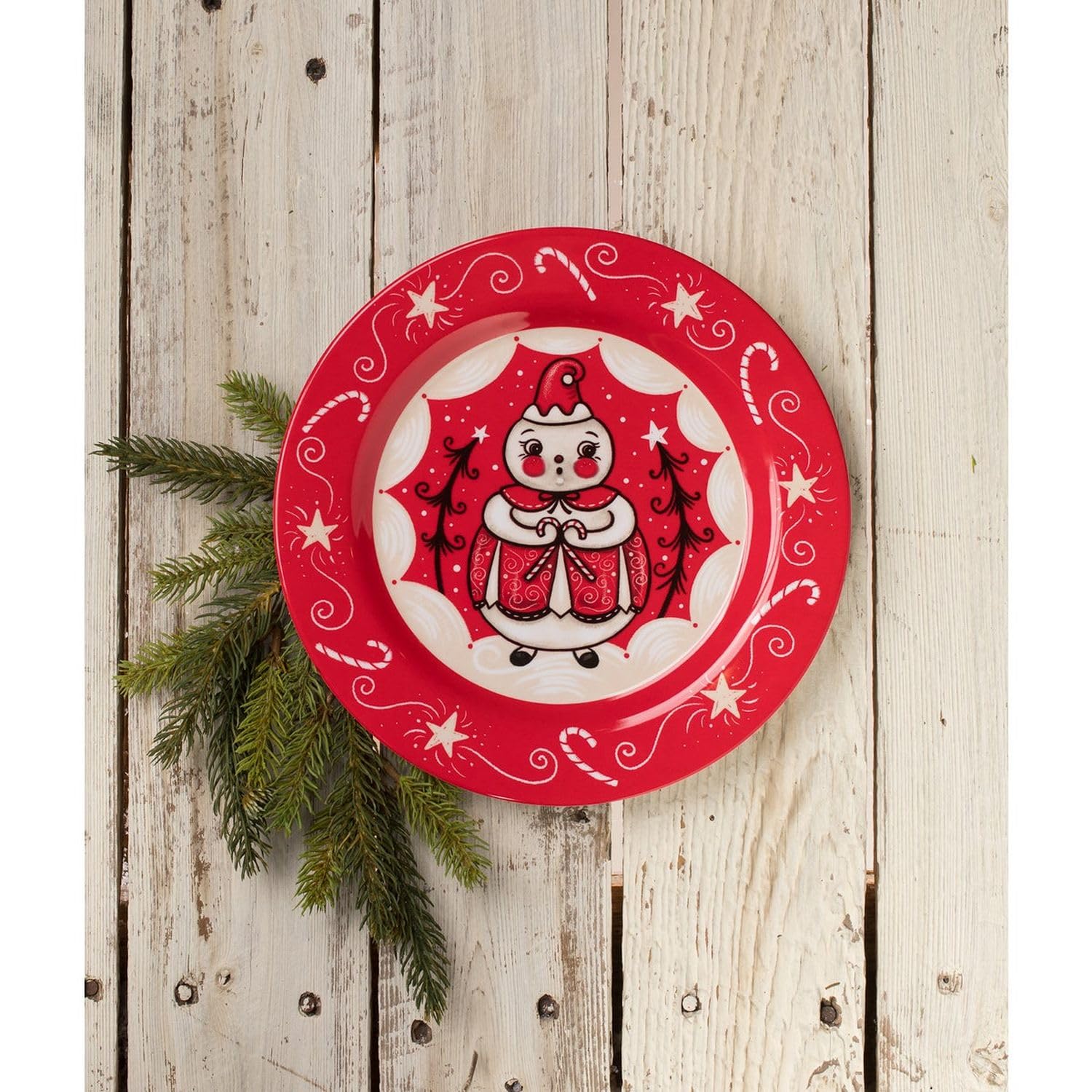 Bethany Lowe Holiday Double Cane Candice Plates, Set Of 4