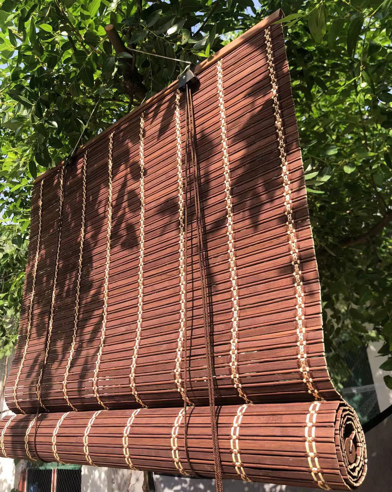 Retro Bambus Rollo Jalousine Bambusrollo,Natur Lichtfilter-Sichtschutz-Raffrollo-Holzrollo,Sonnenschutz und Sichtschutz Rollo Seitenzugrollo Für Fenster und Türen,Anpassbar (100x200cm/39x79in)