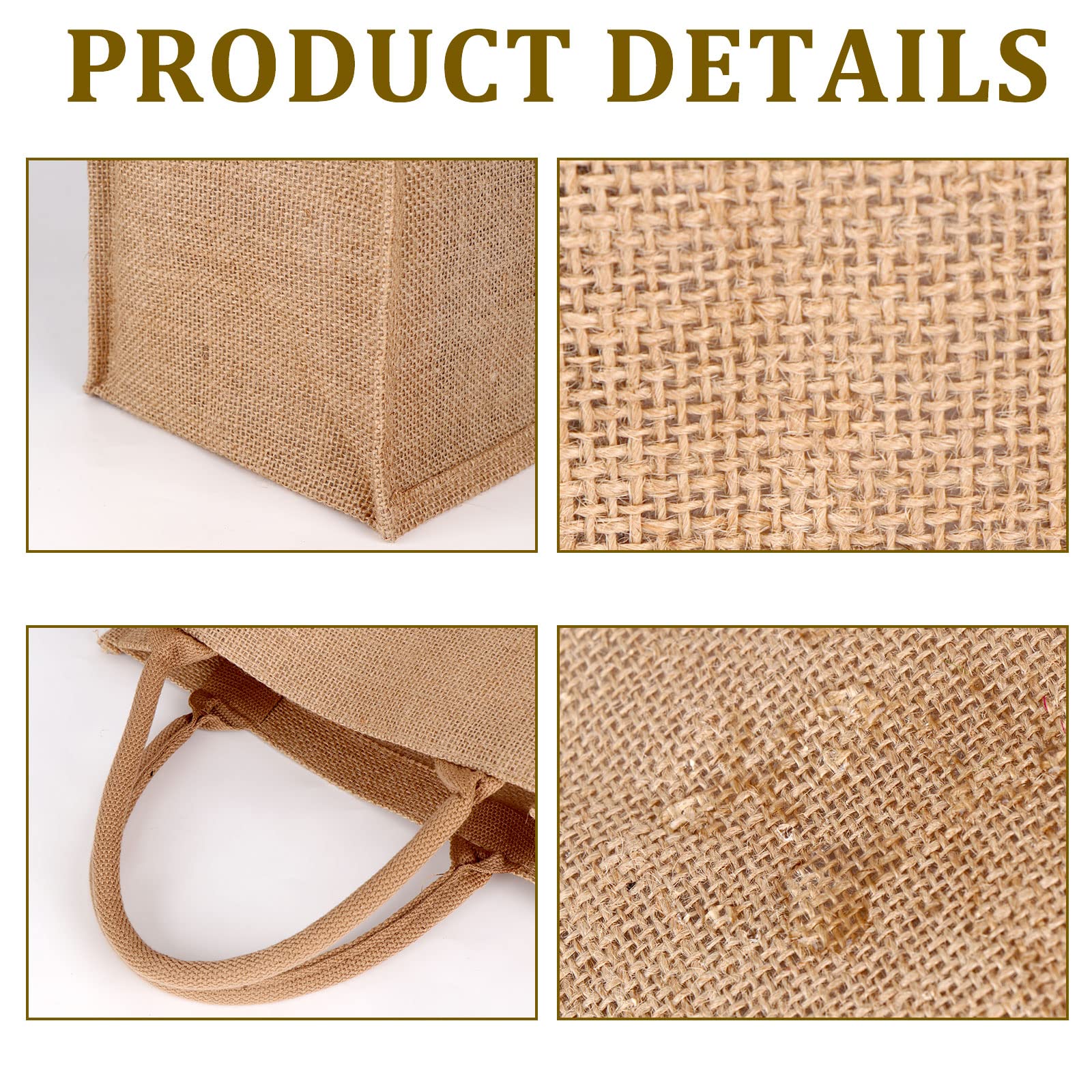 Windyun 12 Pcs Burlap Tote Gift Bag With Handle, Reusable Jute Gift Bag - View #7