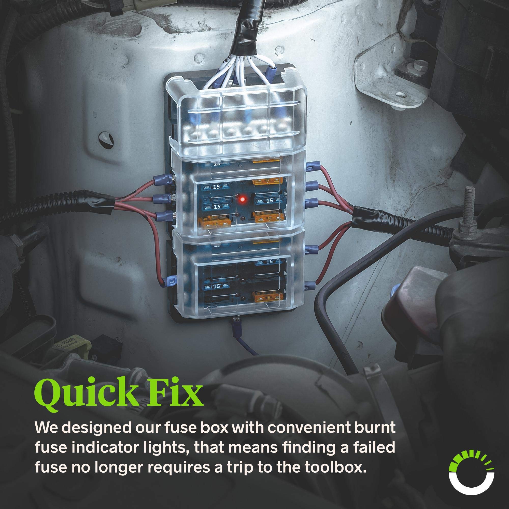 12 Way Fuse Block with 12 Ground Negative Busbar for Automotive [12V