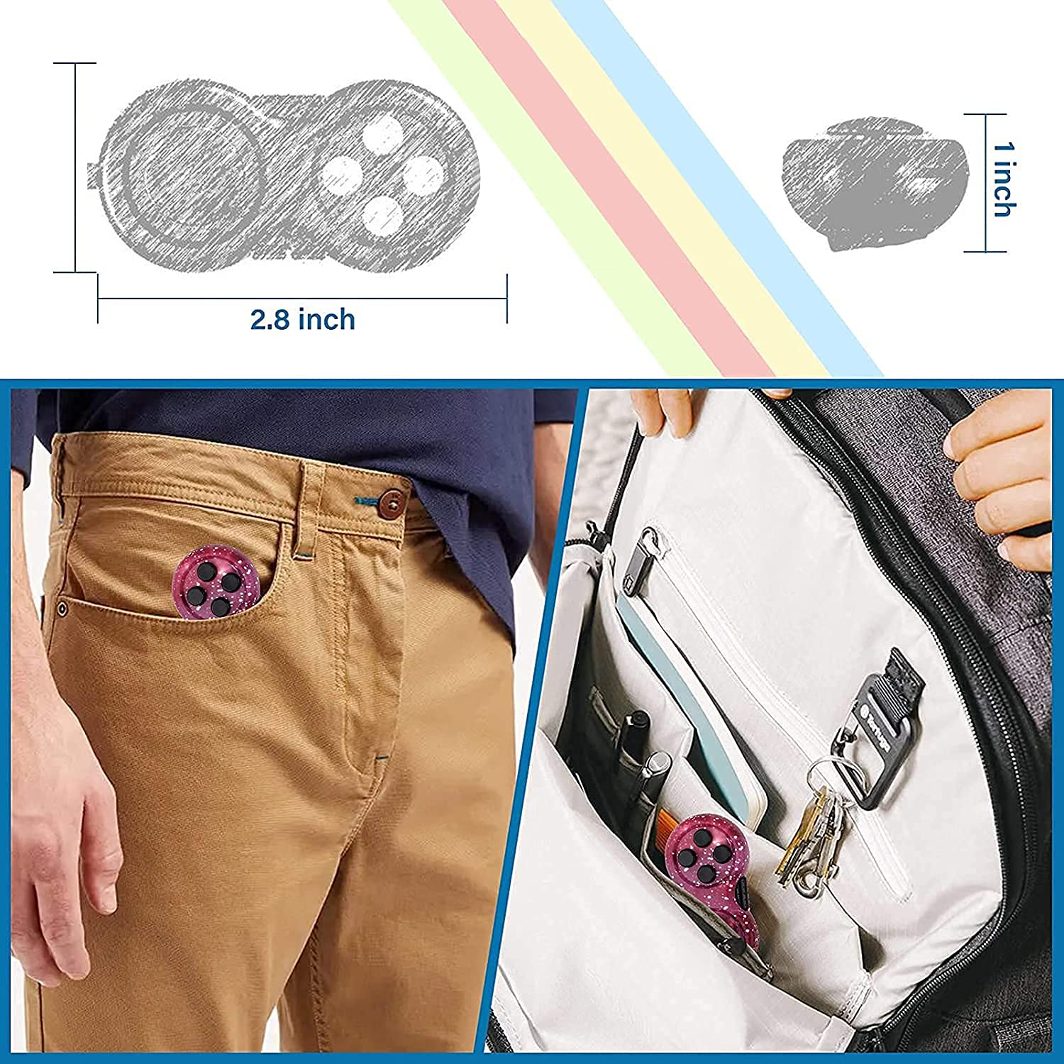 mciskisn Fidget Pad con 9 funzioni di Fidget,Fidget Pad Fidget Controller Riduttore di Stress Gioco ,Pad Fidget Mano Fidget Controller Gommato per Rilasciare Stress e Ansia