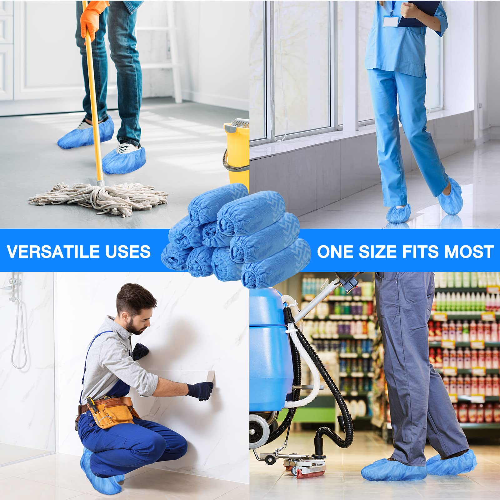 600 fundas desechables para zapatos para botas antideslizantes gruesas y extra para zapatos, fundas duraderas para botas para hombres y mujeres, prácticamente la mayoría de zapatos, color azul
