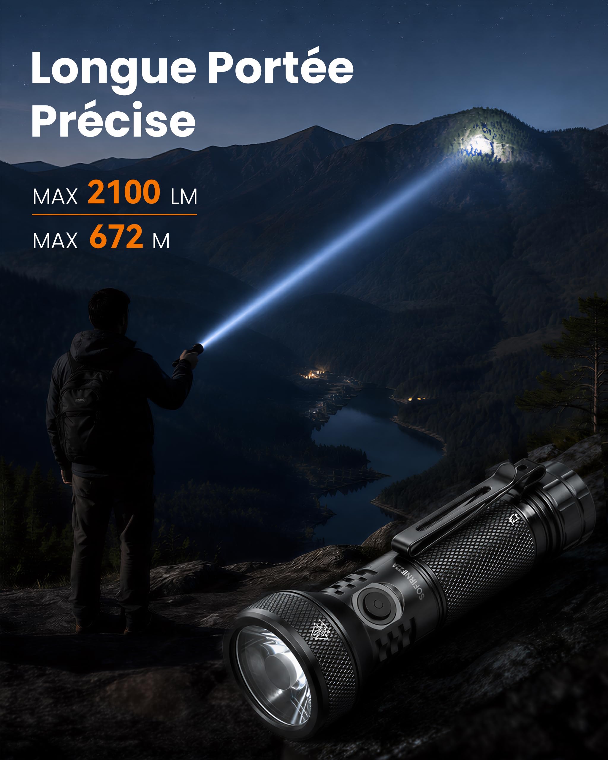 CSTEBOKE Sofirn IF22A Lampe de poche LED rechargeable