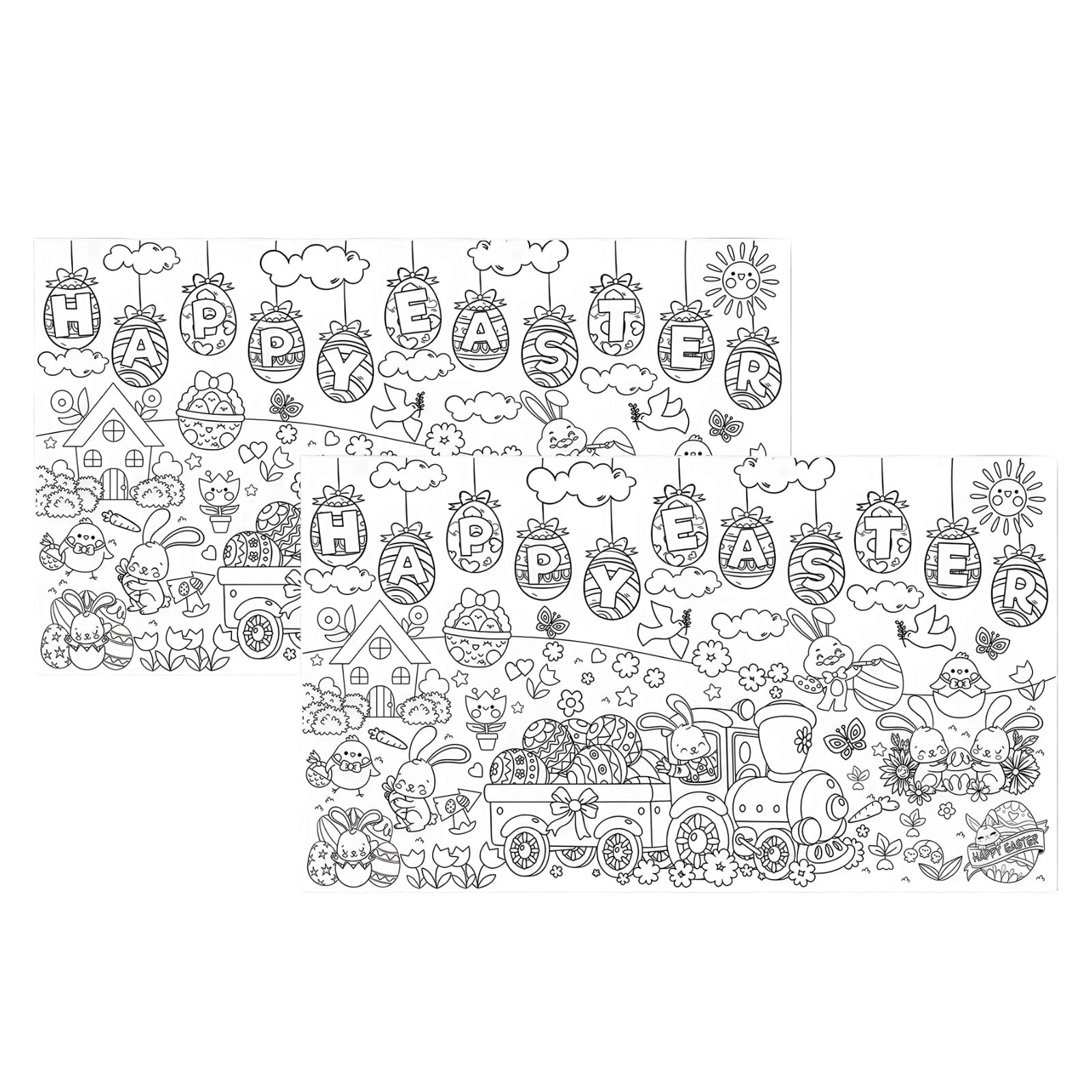 2 pósteres gigantes de Pascua para colorear, mantel y pancarta infantil Vestamore 6