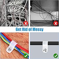 Vista 5 de RGBZONE 120 clips de cable tipo R blancos de 3/8 pulgadas con tornillos, clips de alambre de plástico de nailon para gestión de cables eléctricos
