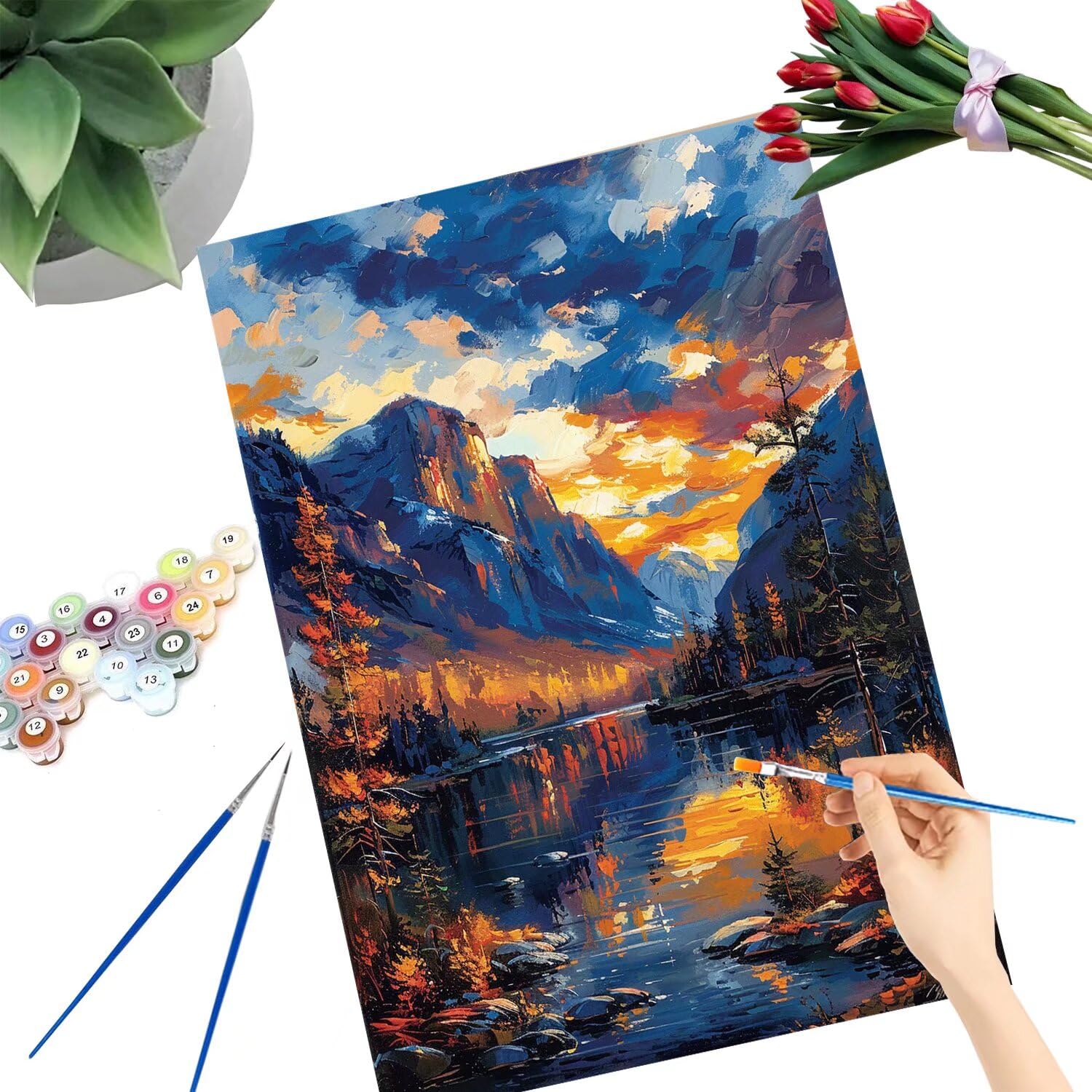 Pintar por Numeros Adultos pintar por numeros niños manualidades niños 10 años, DIY Pintar por Números de Pincel y Pintura acrílica Decoraciones para el Hogar Manualidades, sin Marco 60x80cm C-108