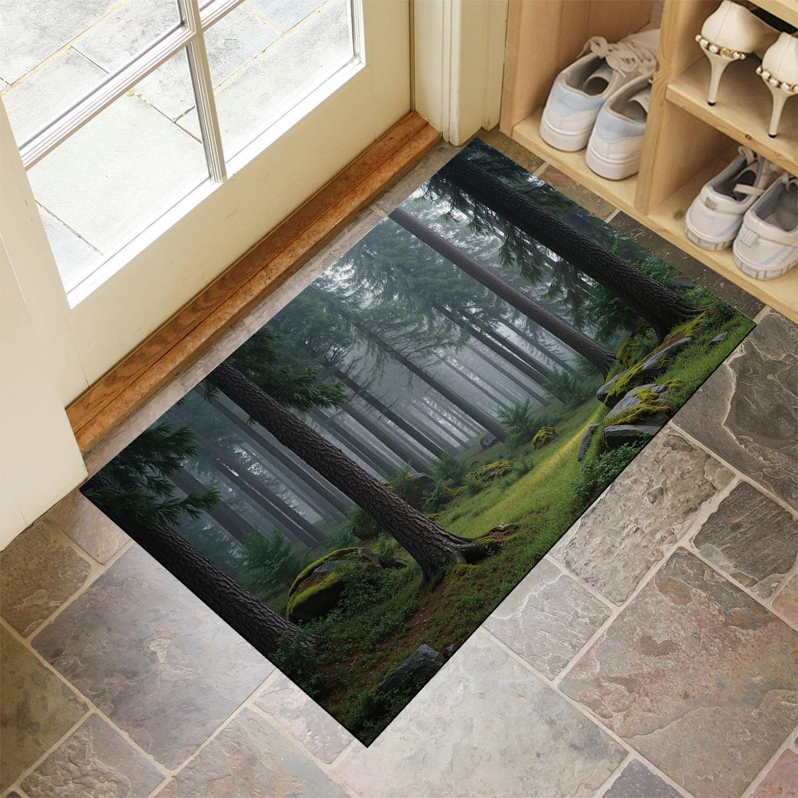 Paillasson Interieur Entree 80x120 Lavable Tapis de Porte Fin Vert