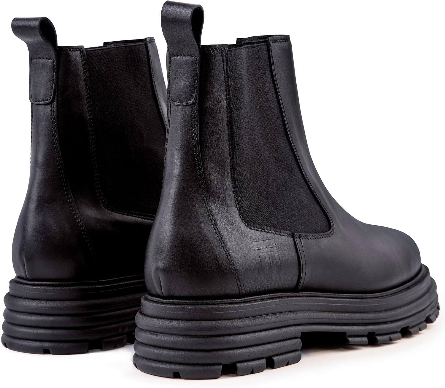 Brooklyn | 100% Made in Italy Chelsea Boots for Women, Black Italian Leather - Chunky, Non Slip Platform Sole and Lug Heel - Ankle Booties for Ladies - Ideal for Fall and Winter