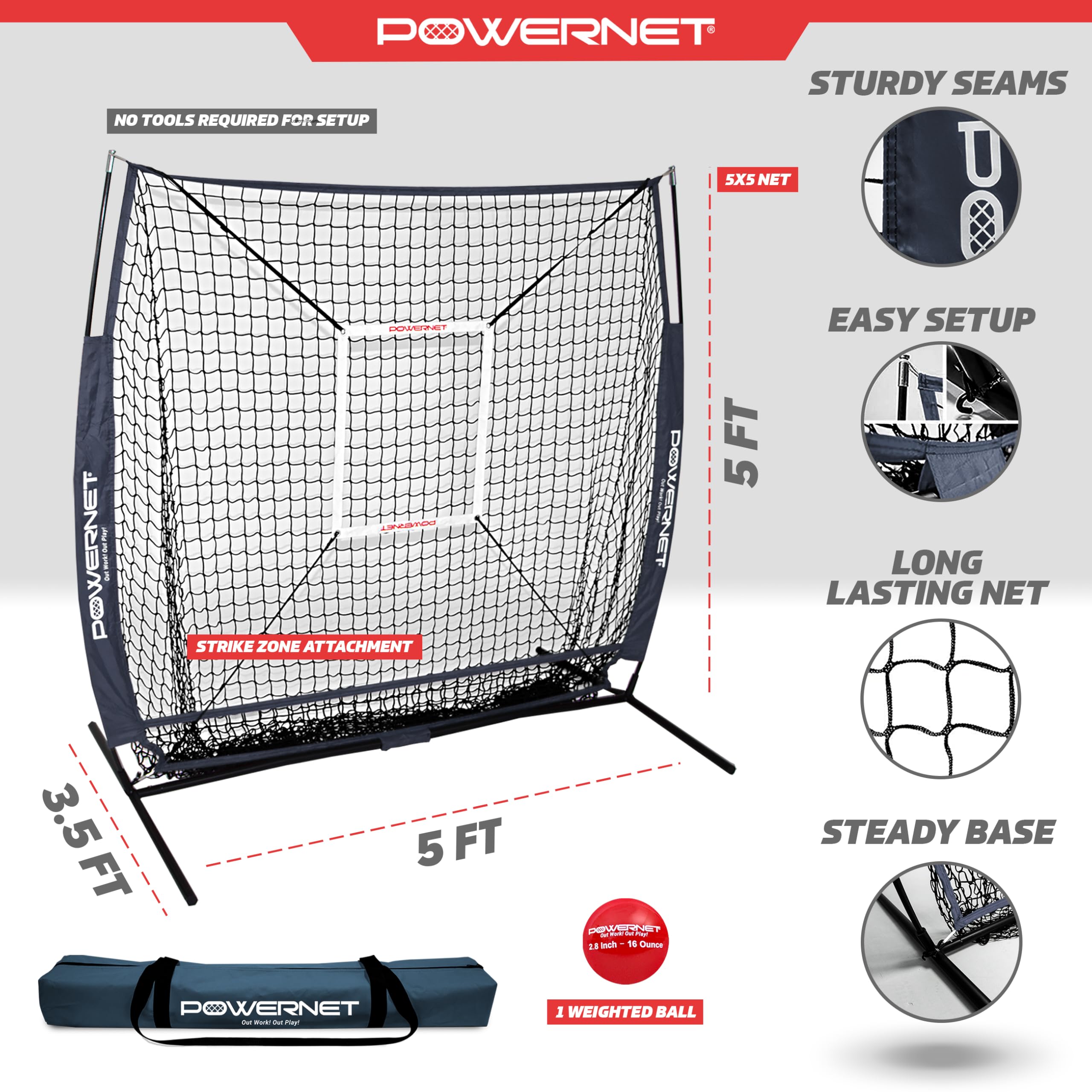 Batte D'entraînement Powernet 20 Oz – Baseball/Softball, Lestée, Noire, Pour Frappeurs Confirmés