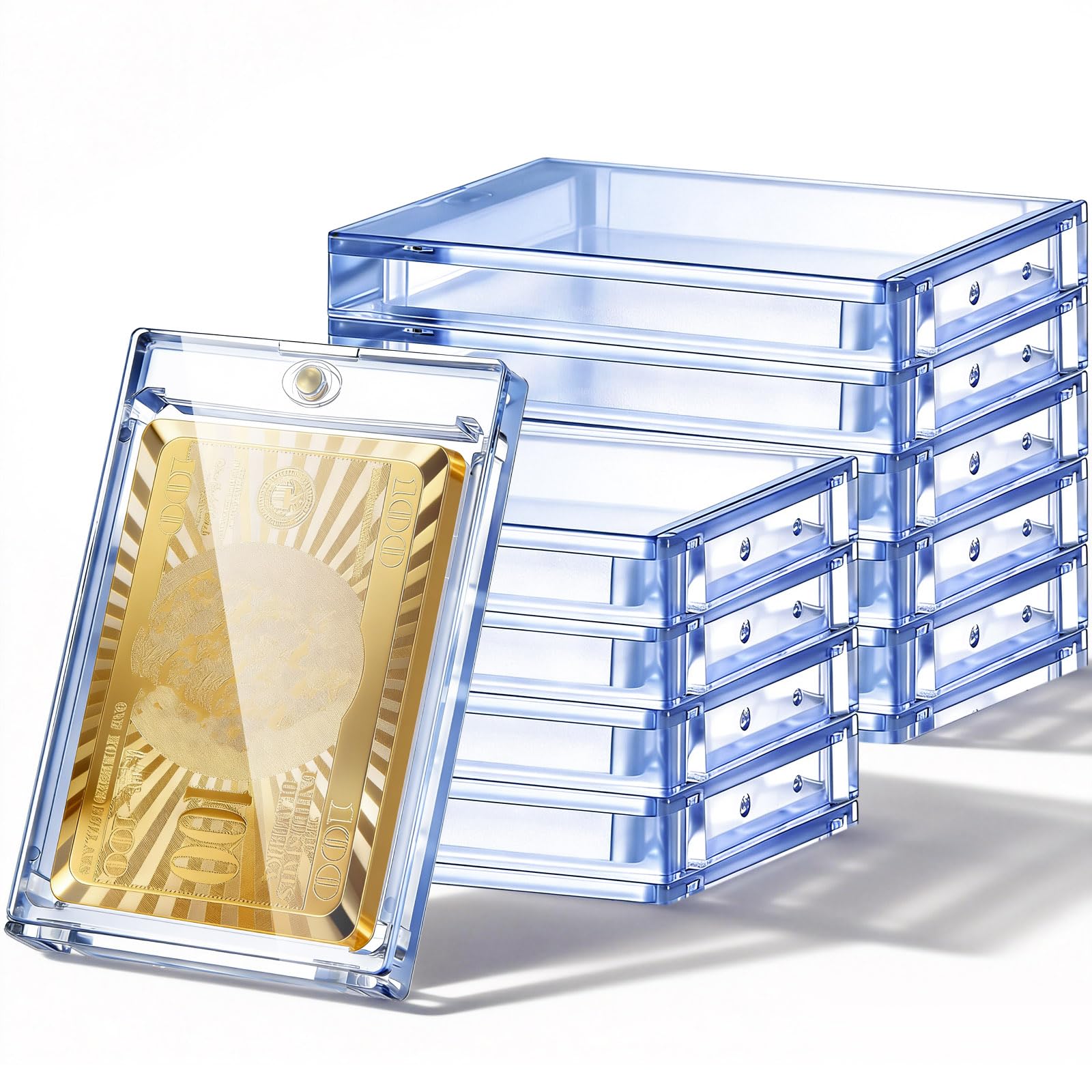 SATINIOR 10 Pcs 360 Pt Acrylic Magnetic Card Holders 2.5 x 3.54 Inch Tag Holder Clear Protectors Hard Plastic UV Protection Case for Sports Baseball Card Trading Storing Displaying