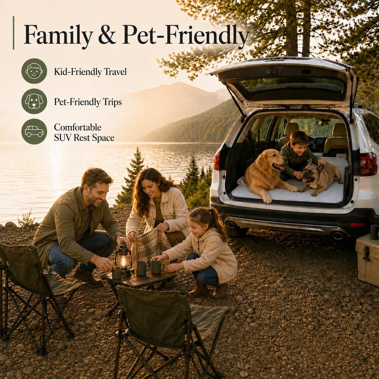 Car Mattress for Jeep Compass Non-Inflatable Car Camping Mattress, Foldable Trunk Sleeping Pad with Split Design, Portable Car Bed for Road Trips, Camping, Travel