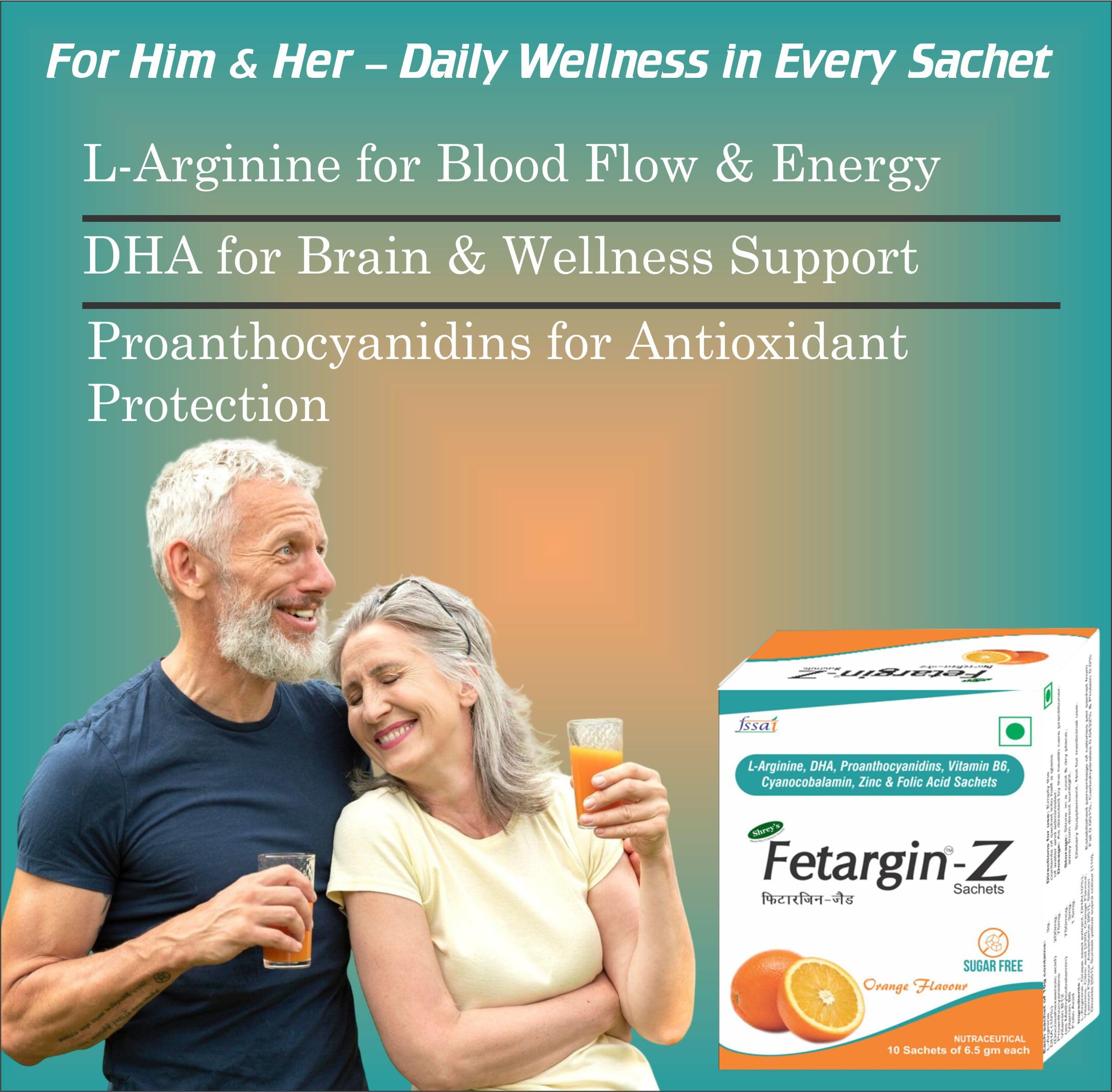 Shrey’s Fetargin-Z L-Arginine, DHA, Proanthocyanidins, Vitamin B6, Zinc, Folic Acid & Vitamin B12 Powder | Supports Energy, Pregnancy Wellness, Immunity & Heart Health | Orange Flavour | Sugar Free | 20 Sachets — Amazon image 5