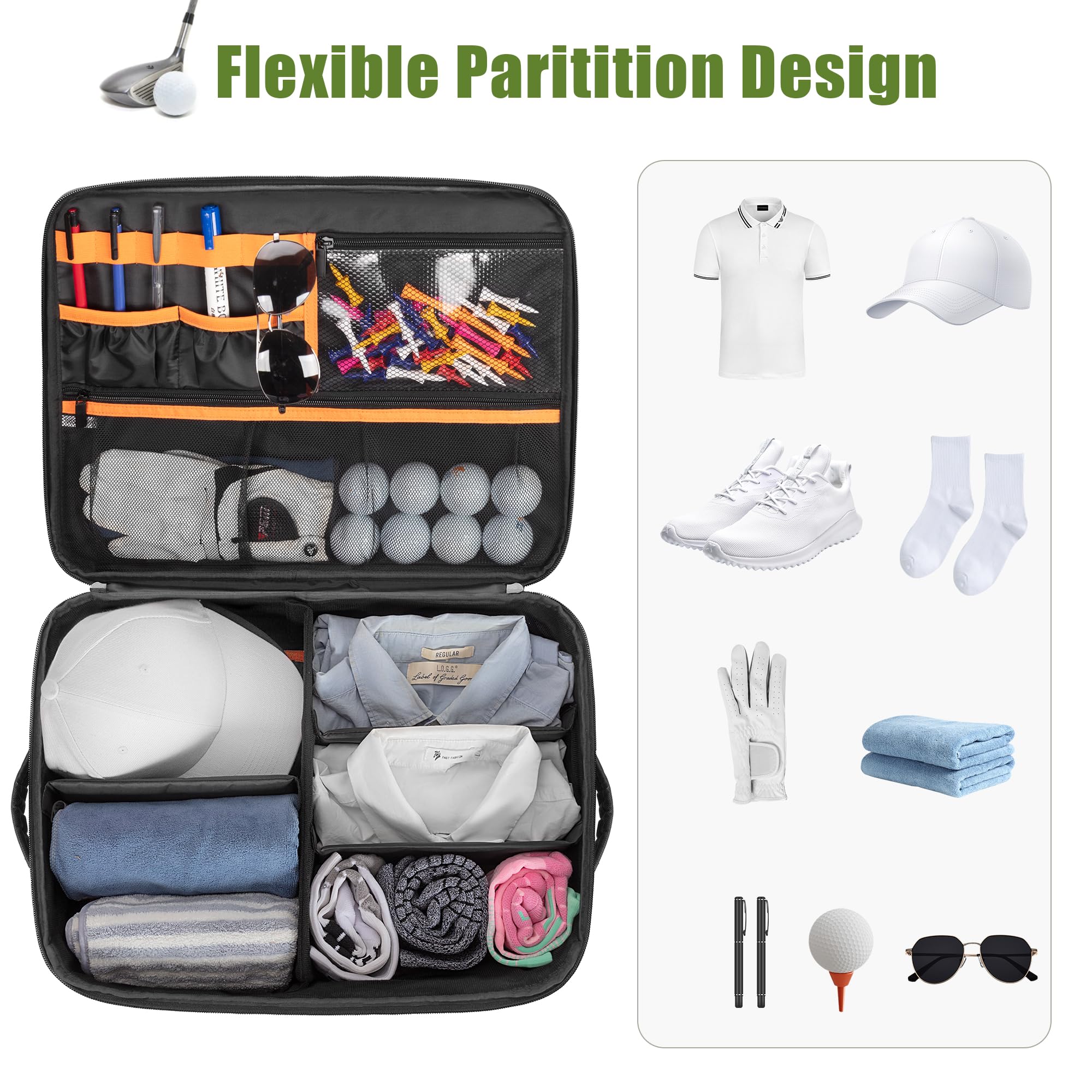 PGmoon Organizer per Bagagliaio da Golf a 2 Strati, Borsa per Riporre Auto da Golf con Scomparto Ventilato per 2 Aia di Scarpe, Armadietto per Auto da Golf per Palline, Vestiti, Tee, Guanti