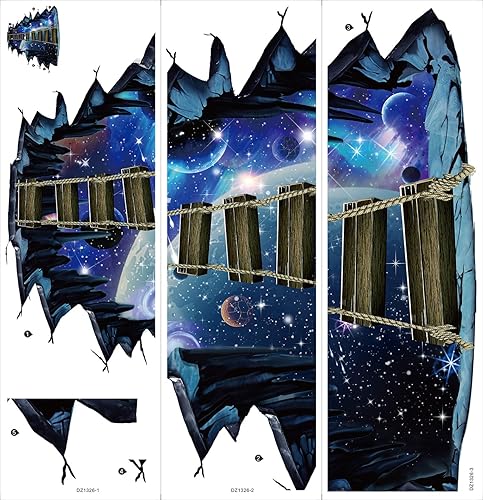 Miniatura 4 de Calcomanía de pared de Quanhaigou Puente de la Galaxia Azul, decoración 3D del espacio exterior para decoración del hogar, habitación de los niños,