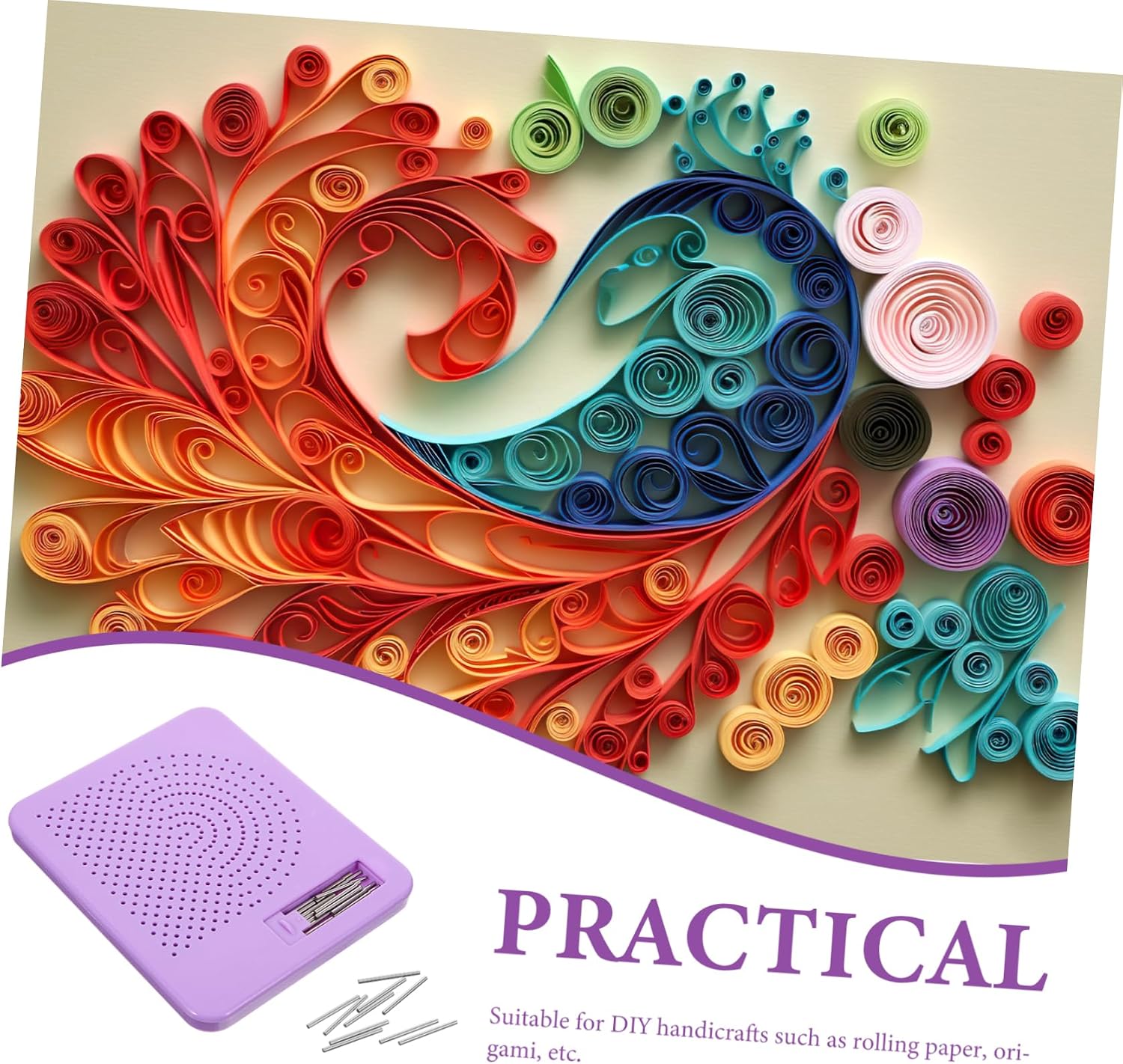 AUTSUPPL Quilling Board Tool for Paper Crafting DIY Quilling Device Slotted Pins for Easy Winding and Creating Paper Shapes