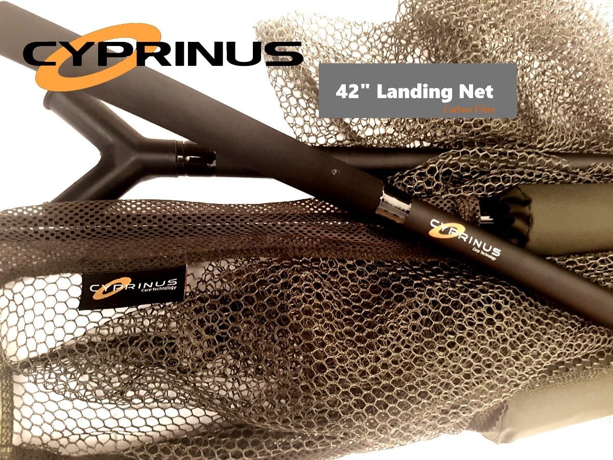 Cyprinus™ 42" Carbon Fibre Landing Net with 2m 2 piece handle and stink bag