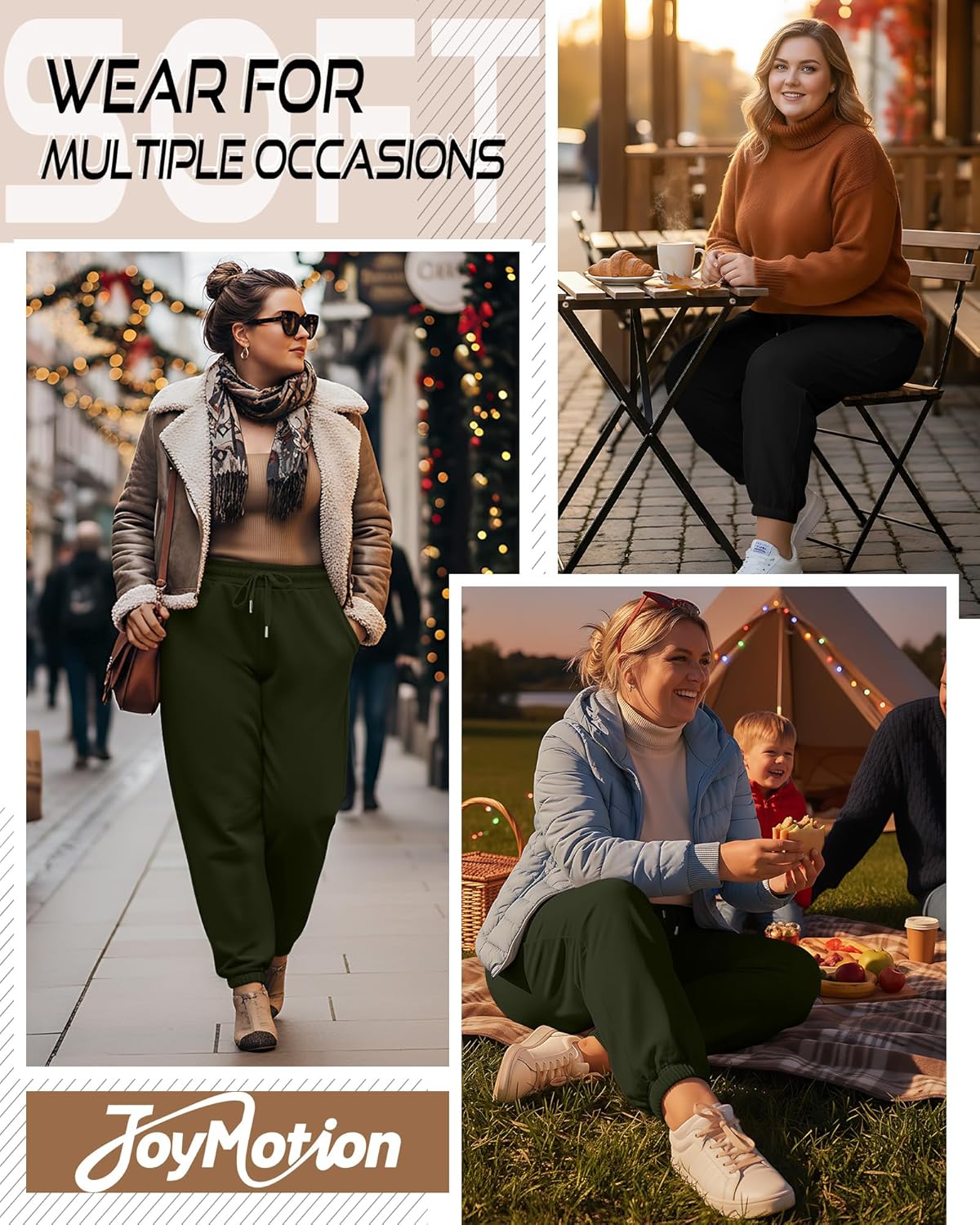 2 Pack Women's Plus Size Joggers, Drawstring Loose Baggy Sweatpants Cozy Athletic Casual Yoga Pants with Pockets - Image 6