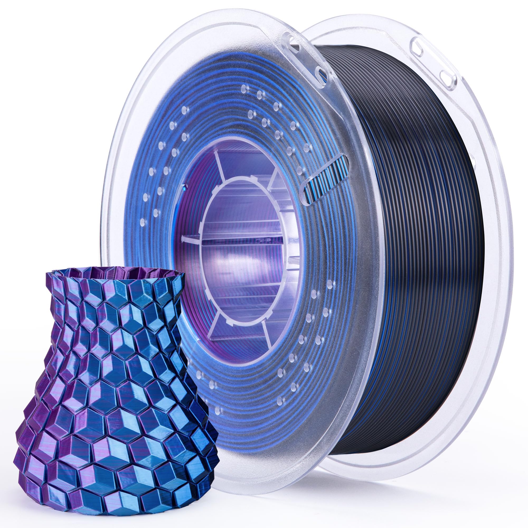 ELEGOO Filamento Seta PLA 1,75 mm Tre Colori Blu Viola Nero 1 KG, Silk PLA Filamento per Stampante 3D Precisione dimensionale +/- 0,02 mm Filamento Adatto alla maggior parte delle Stampanti 3D FDM