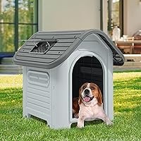 Vista 11 de YITAHOME Dog House Outdoor Plastic Doghouse Water Resistant Pet House with Adjustable Skylight and Elevated Base for Small, Medium, and Large Dogs