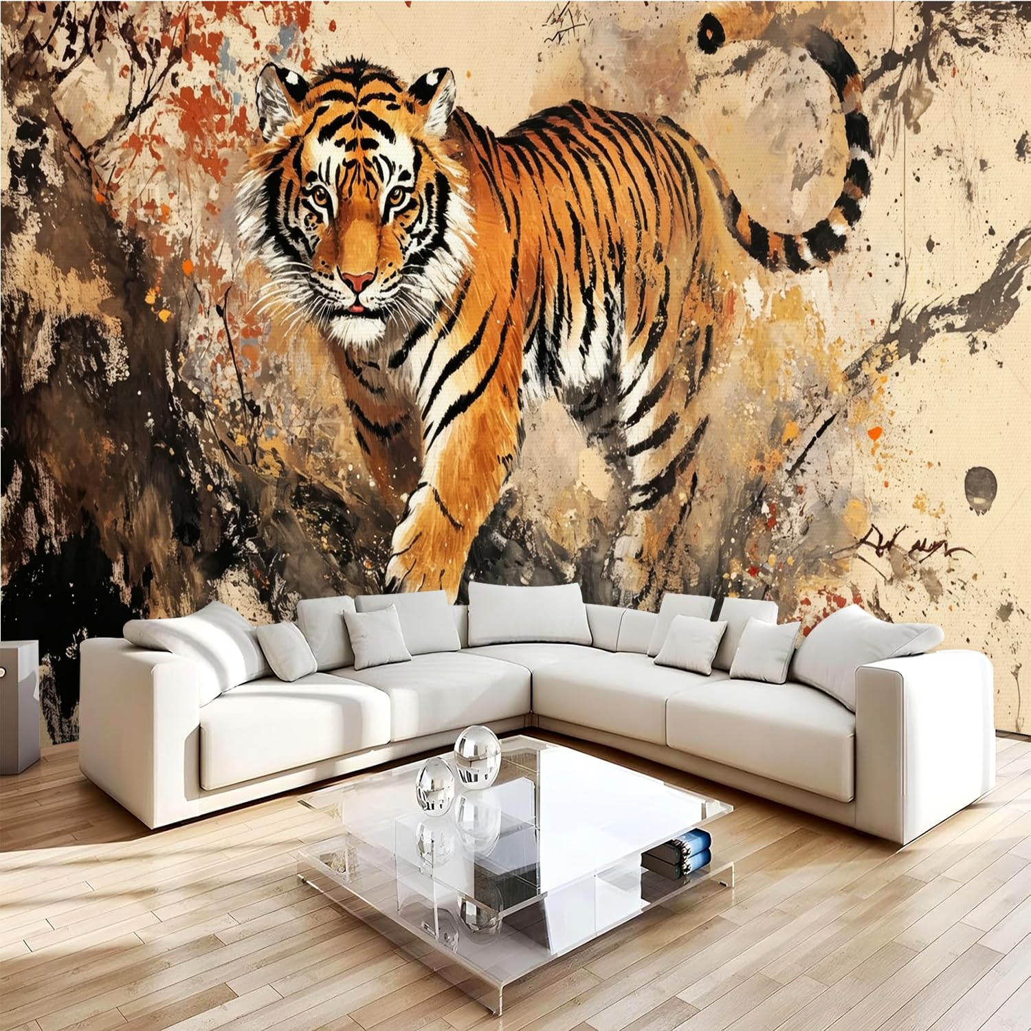 Poster mural tigre 3D déco murale intissée maison chambre salon