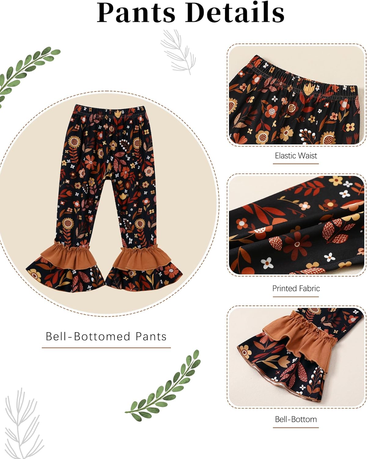 WESIDOM Toddler Girl Clothes Ruffle Shoulder Top+Floral Pants 1-6T Toddler Girls Outfits 2 Piece Sets - Image 8