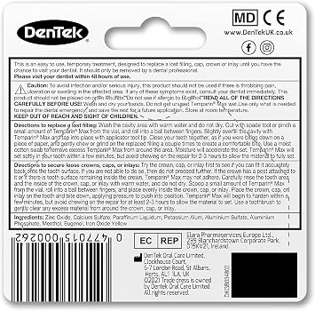 DenTek Temparin Max Home Dental Repair Kit for repairing lost fillings and loose caps, crowns or inlays - 12+/ 13+ Repairs(package may vary) (Pack of 2)