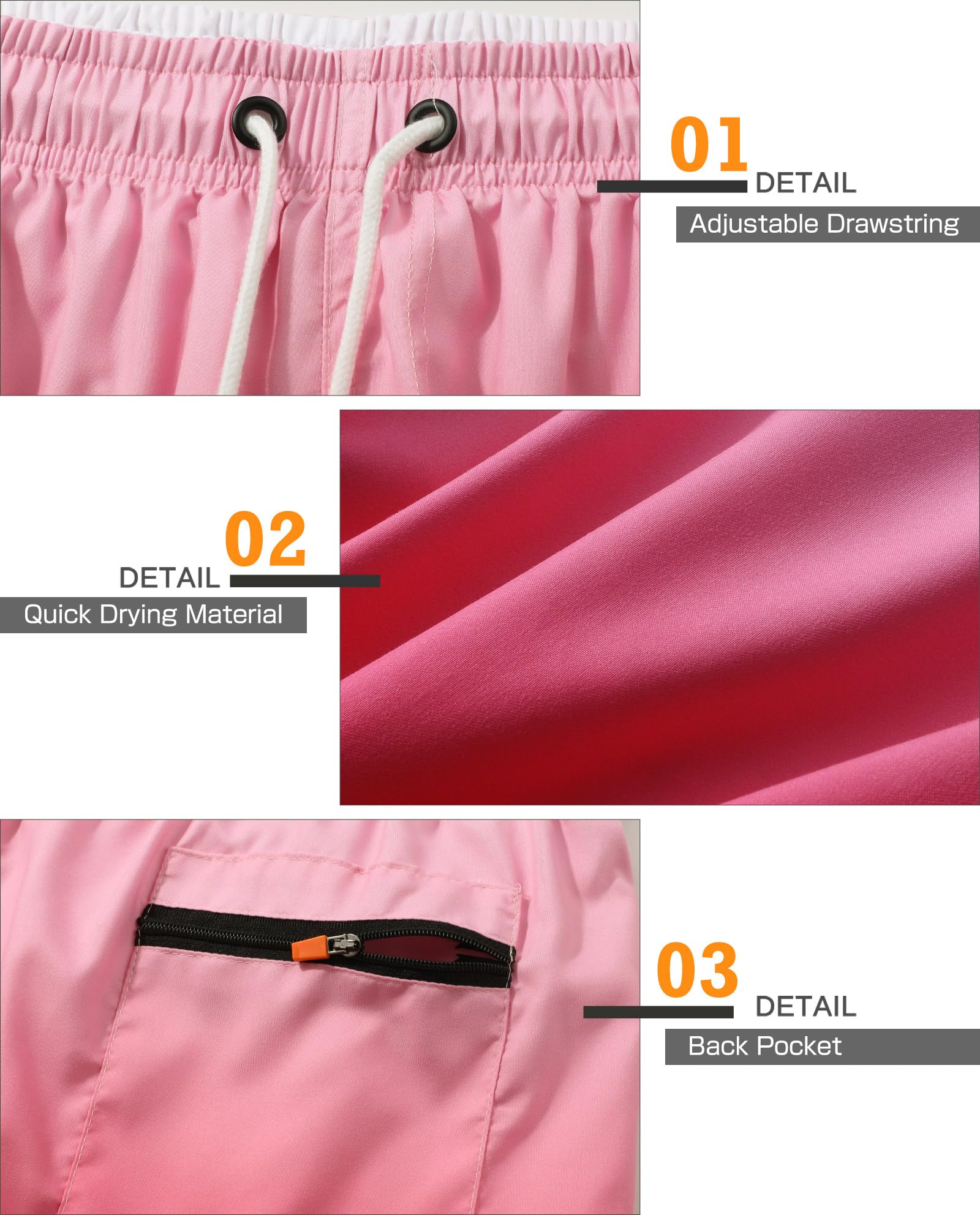 Danfiki Pantaloncini Costume da Bagno Uomo Asciugatura Veloce Calzoncini da Beach Costume da Bagno Fodera Rete con Taschino e Coulisse Trunks