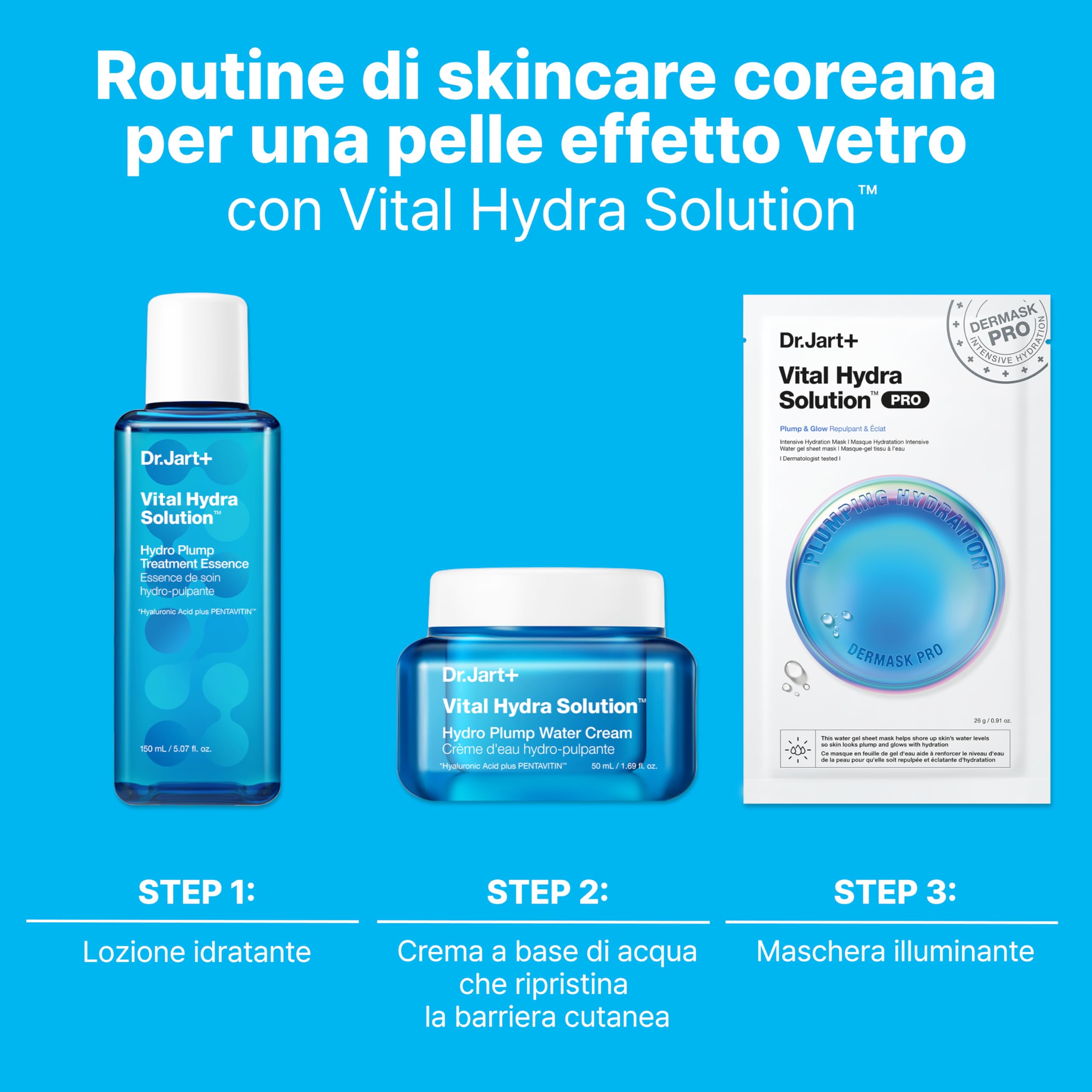 Dr.Jart+ Vital Hydra Solution Water Cream Glow | Crema illuminante idratante viso con Acido Ialuronico |Skincare coreana