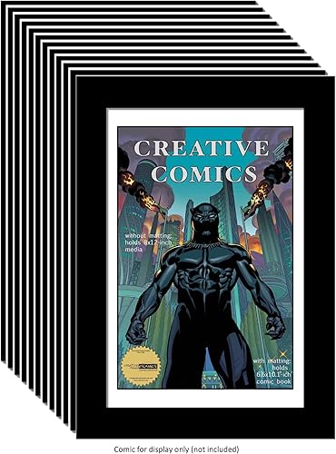 Miniatura 6 de CreativePF 8x12bk-w - Marco de cómic para coleccionistas con paspartú blanco, inserto para cómic de 6.6 x 10.1 pulgadas con soporte de caballete y