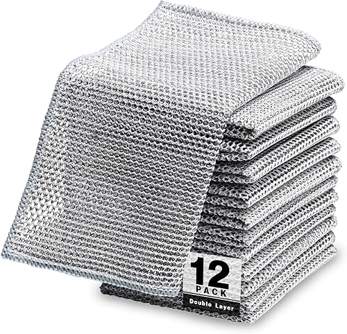 NESTLY Trapos multiusos de alambre para lavar platos en húmedo y seco, 12 paños de cocina de alambre antiarañazos, fregona y limpia para platos, NESTLY Trapos multiusos de alambre para lavar platos en húmedo y seco, 12 paños de cocina de alambre antiarañazos, fregona y limpia para platos,