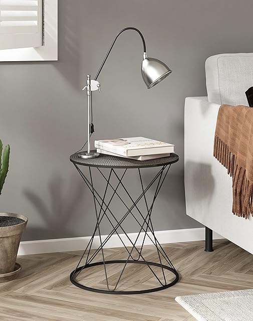 Hallowood Furniture Bourton Hexagon Black Metal Coffee Table with Stylish Metal Top for Living Room  Side Table with Powder Coated Metal Frame for Bedroom  Sofa Side Magazine Table  End Table