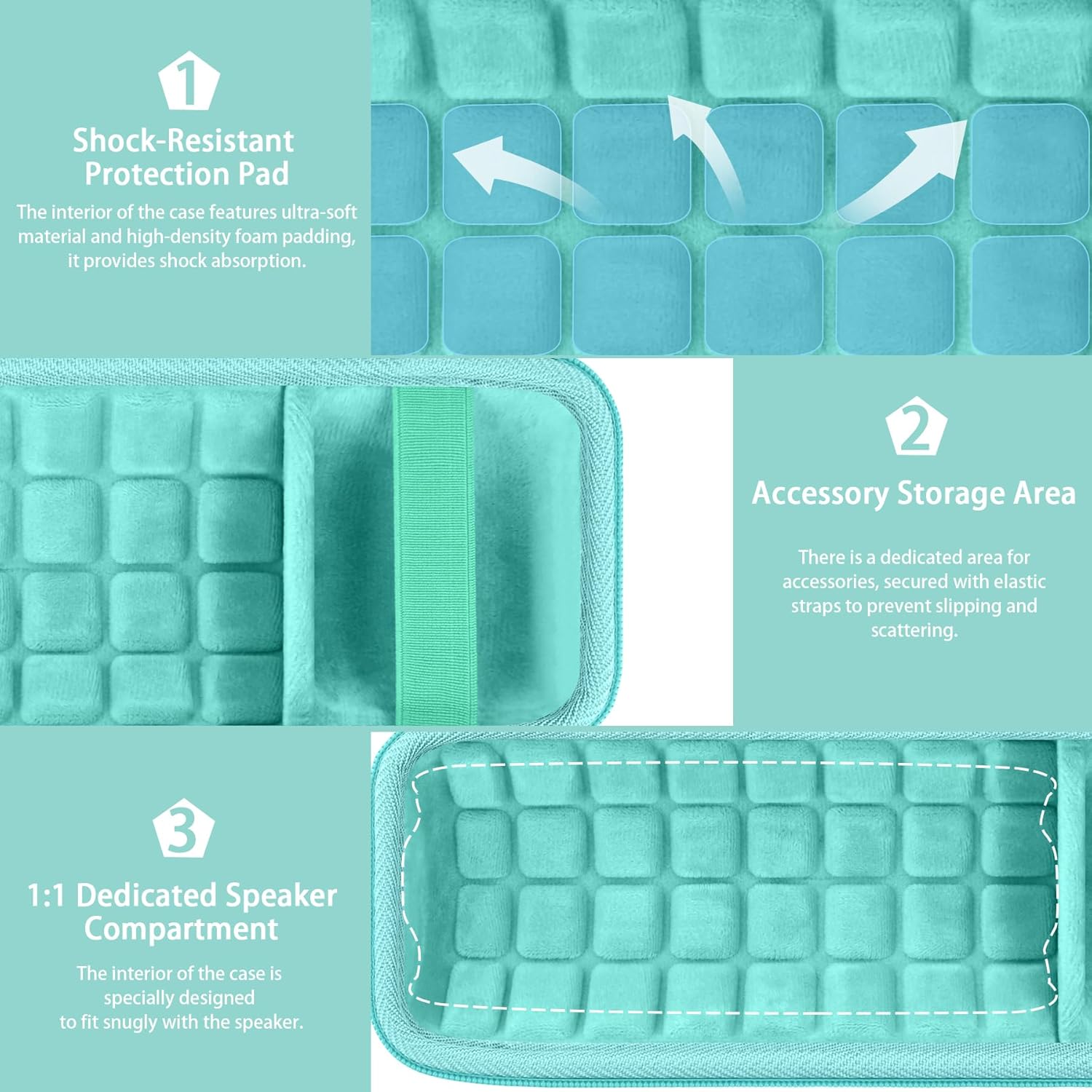 co2CREA Hard Travel Case Replacement for JBL Flip 7 Flip 6 FLIP 5 Waterproof Portable Bluetooth Speaker (Mint Green Case) - Image 4