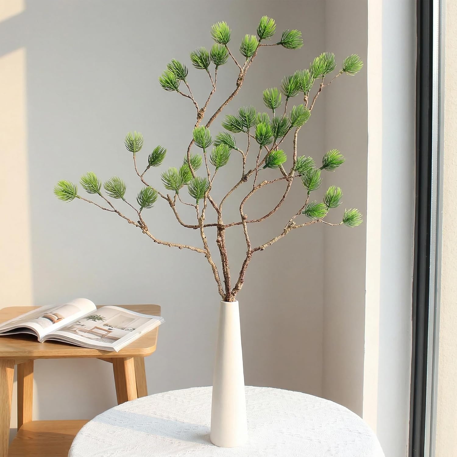 2pcs Christmas Decor Selected Floral Picks Green Plants 30 inch Artificial Pine Needle Branches Wreath Accessories Vase Fillers Winter Interior Decoration Fake Tree DIY Wreath - Image 3