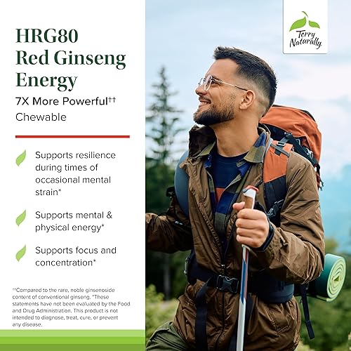 Miniatura 3 de Terry Naturally HRG80 Red Ginseng Energy – Apoya la energía saludable y la concentración – Suplemento de hierbas con polvo de raíz de ginseng rojo